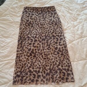 Zara Leopard Print Maxi Skirt in Brown and Tan